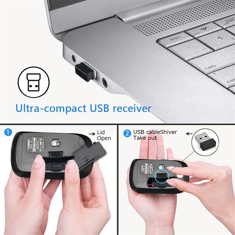 ZERODATE T16 Ασύρματο ποντίκι Δέκτης USB ασύρματο ποντίκι Οπτικός αισθητήρας ποντίκι για φορητούς υπολογιστές Tablets Αξεσουάρ υπολογιστών