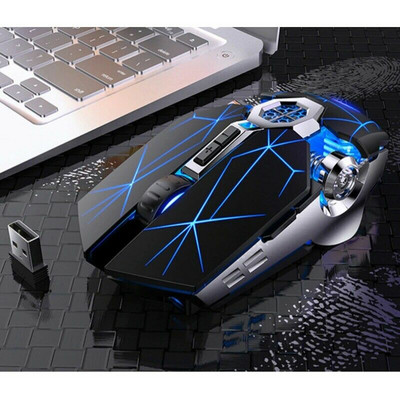 Mouse optic wireless 2.4G USB pentru jocuri 1600DPI 7 culori LED-uri iluminate din spate Mouse silențios reîncărcabil pentru PC laptop