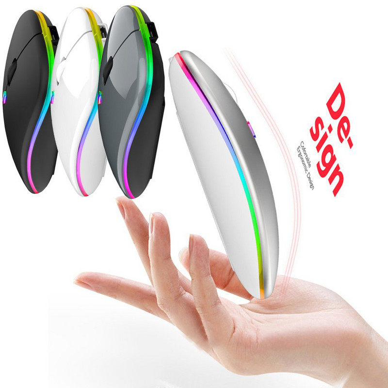 Mouse fără fir Bluetooth RGB Mouse reîncărcabil pentru computer wireless Mause Mouse ergonomic pentru jocuri cu iluminare din spate LED pentru laptop
