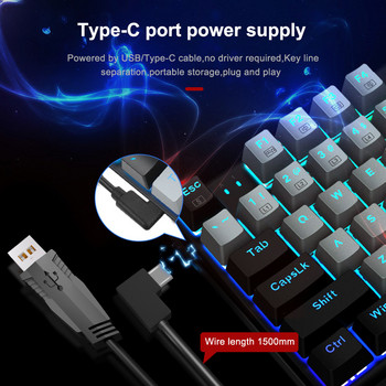 E-YOOSO Z19 RGB USB μηχανικό πληκτρολόγιο παιχνιδιών Μπλε κόκκινο διακόπτη 94 πλήκτρων Ενσύρματο αποσπώμενο καλώδιο για υπολογιστικό φορητό υπολογιστή