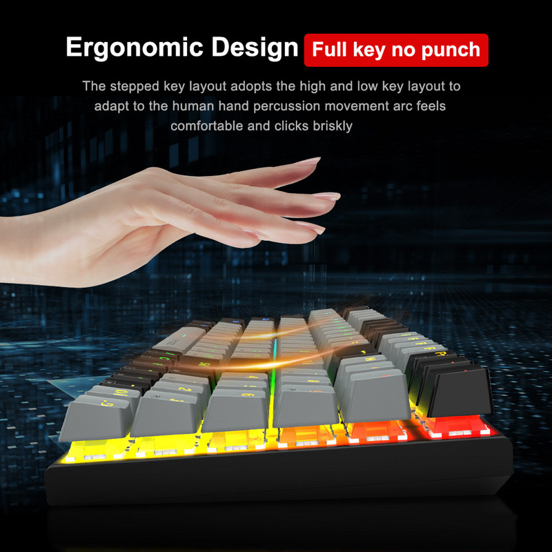 E-YOOSO Z19 RGB USB Tastatură mecanică pentru jocuri întrerupător albastru roșu 94 de taste Cablu detașabil cu fir pentru computer laptop