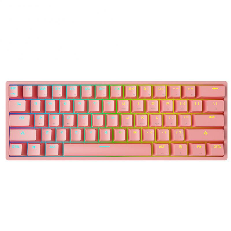Crack K620 Кабелна клавиатура Механична геймърска клавиатура Mini Pink Green Axis Ergonomic Teclado Desktop Accessories Pc Gamer