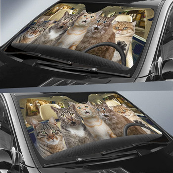 YOSA Car Sun Shade Παρμπρίζ Bengal Cat Driver, Shocked Funny Cat Car Car Paraparum Shades cover, Keep Vehicle Cool UV Sun He