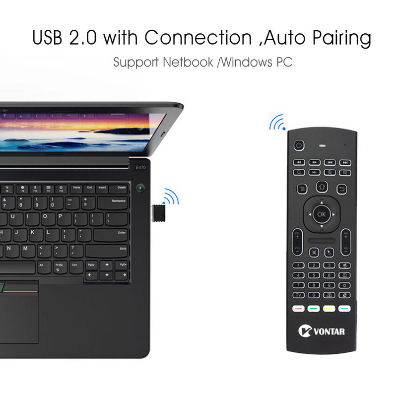 VONTAR MX3 Pro háttérvilágítású 2.4G vezeték nélküli billentyűzet távirányító IR tanuló Fly Air egér X92 X96 Android TV Boxhoz