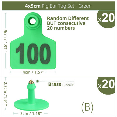 20 de bucăți numere consecutive etichete pentru urechi de porc portocaliu albastru verde galben cercei animale de fermă carnet de identificare digitală pentru animale