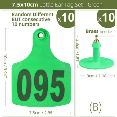 7.5x10CM različiti, ali uzastopni brojevi set stočjih ušnih pločica naljepnica s farmskim životinjama označbe za stoku Označavanje identifikacijske kartice