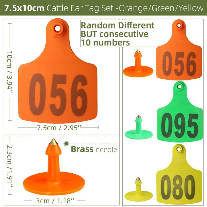 7.5x10CM različiti, ali uzastopni brojevi set stočjih ušnih pločica naljepnica s farmskim životinjama označbe za stoku Označavanje identifikacijske kartice