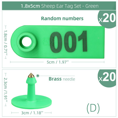Set de etichete pentru urechi de oaie, 20 de bucăți, marcatori pentru animale din plastic, roșu, roz, verde, albastru, galben, portocaliu, pentru card de identificare cu etichetă de capră