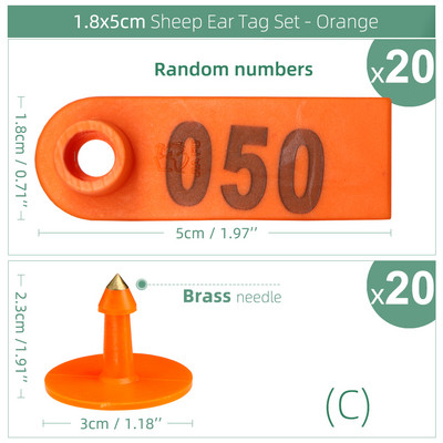 Set de etichete pentru urechi de oaie, 20 de bucăți, marcatori pentru animale din plastic, roșu, roz, verde, albastru, galben, portocaliu, pentru card de identificare cu etichetă de capră