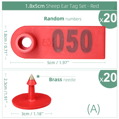 Set de etichete pentru urechi de oaie, 20 de bucăți, marcatori pentru animale din plastic, roșu, roz, verde, albastru, galben, portocaliu, pentru card de identificare cu etichetă de capră