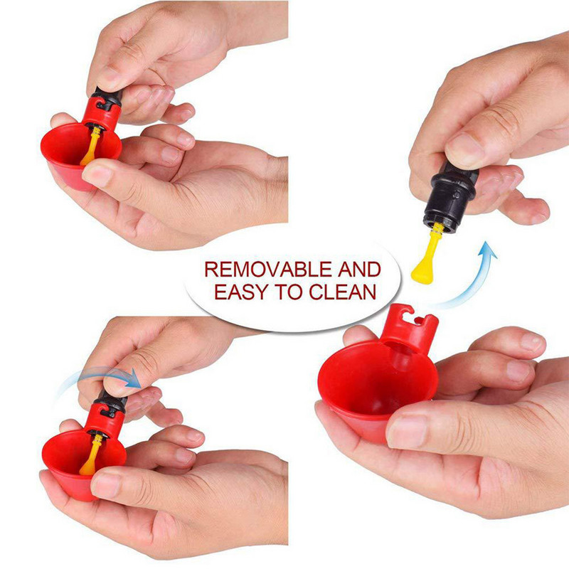 1-24 vnt Automatiniai vištienos girdyklos puodeliai plastikiniai kiemai vištienos vandens tiektuvas Paukštienai vandens geriamieji puodeliai dubenys plūduriuojantis pašaras