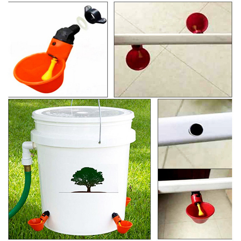 1-24 vnt Automatiniai vištienos girdyklos puodeliai plastikiniai kiemai vištienos vandens tiektuvas Paukštienai vandens geriamieji puodeliai dubenys plūduriuojantis pašaras