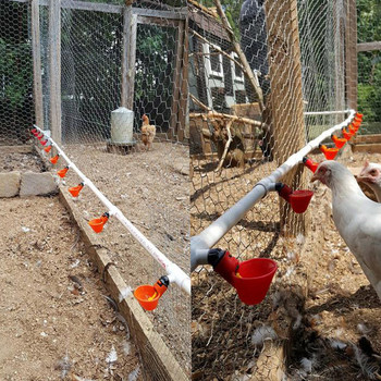 5 τμχ/ Automatic Chicken Quail Drinker Chicken Waterer Bowl With Yellow Nipple Farm Poultry Drinking Water System