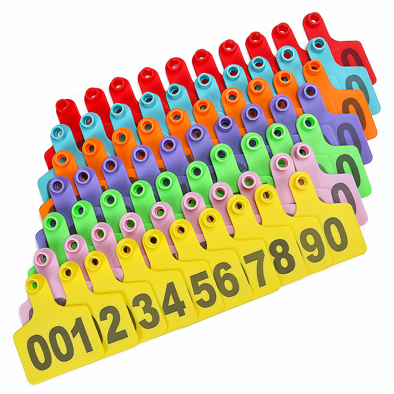 Etichete pentru urechi pentru bovine Etichete pentru urechi pentru animale din plastic TPU Etichetă de identificare pentru fermă de animale cu număr pentru vacă, porc, oaie 100 buc