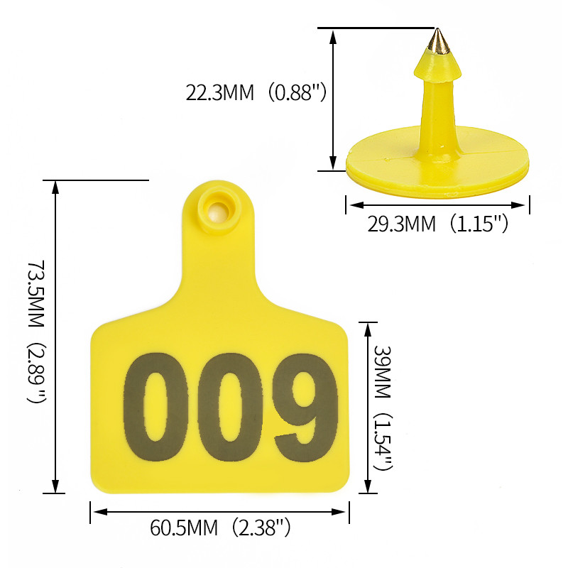 Etichete pentru urechi pentru bovine Etichete pentru urechi pentru animale din plastic TPU Etichetă de identificare pentru fermă de animale cu număr pentru vacă, porc, oaie 100 buc