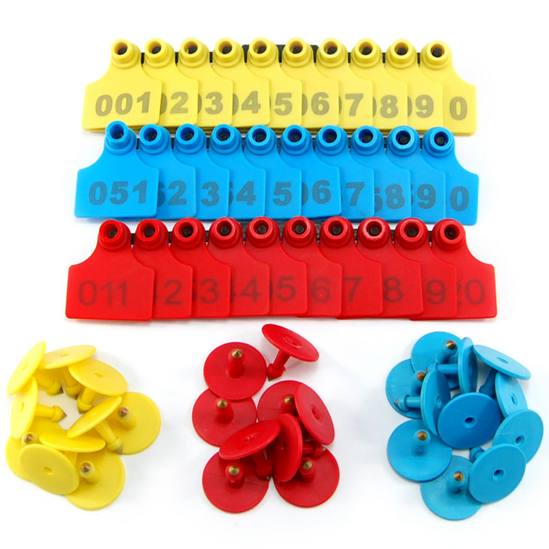 001-100 Etichete pentru urechi de porc Etichete numerotate pentru animale de fermă pentru animale de fermă pentru consumabile de ovine Etichete de semnalizare cu un aplicator cu clește