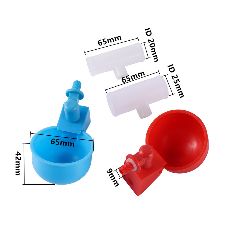 Adăpătoriu automat pentru căni de apă pentru pui cu ID 20/25mm Kit tee Kit bol Kit fermă Coop pentru păsări Hrănitor cu apă potabilă pentru pui