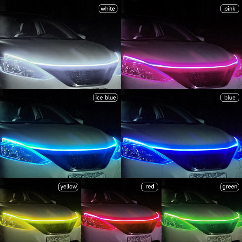 Nuskaitymo paleidimo LED automobilio gaubto šviesos juosta Automatinis variklio gaubto kreiptuvas Dekoratyvinė aplinkos lempa 12v modifikuotas automobilio dienos žibintas