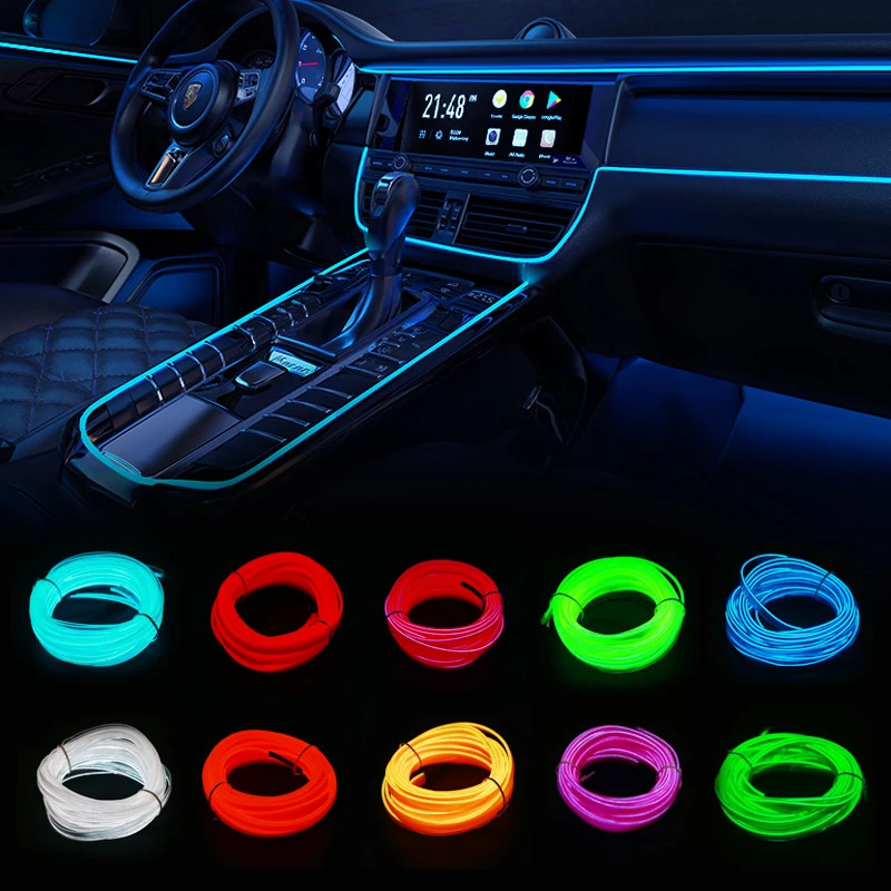 1PC 3M plavo LED svjetlo za uređenje interijera automobila USB napajanje