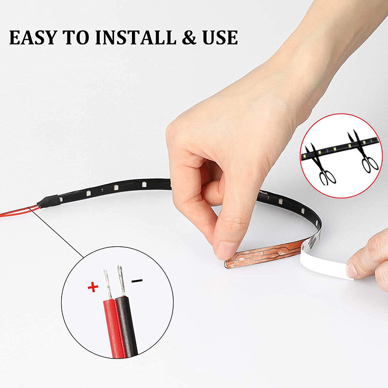 1 bucată Decorare ambientală auto LED bandă Lumină automată DRL Lumină ambientală 12v15smd30cm Alb Roșu Galben Albastru