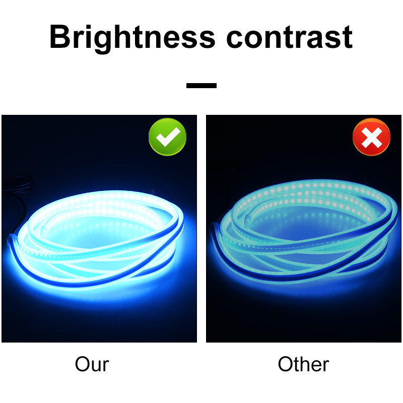 LED automobilio gaubto atmosfera, šviesi juostelė, vandeniui atspari automobilio išorės apdaila, apšvietimas, dekoratyviniai priekiniai žibintai, aplinkos lempa 12 V, universalus