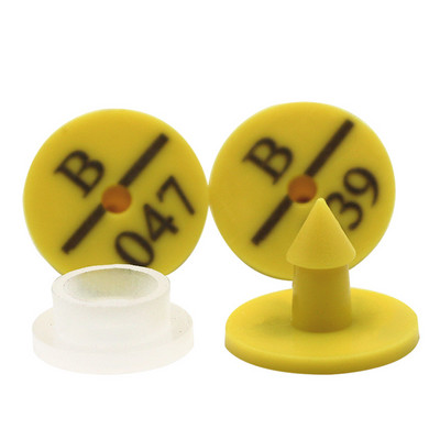 100 buc. Semne de etichetă pentru urechi de iepure de oaie cu cercei de tastare cu laser pentru ureche, 4 culori, card de identificare pentru animale de fermă