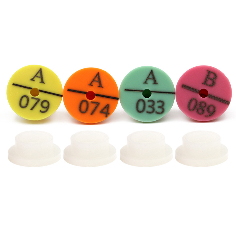 100 buc. Semne de etichetă pentru urechi de iepure de oaie cu cercei de tastare cu laser pentru ureche, 4 culori, card de identificare pentru animale de fermă