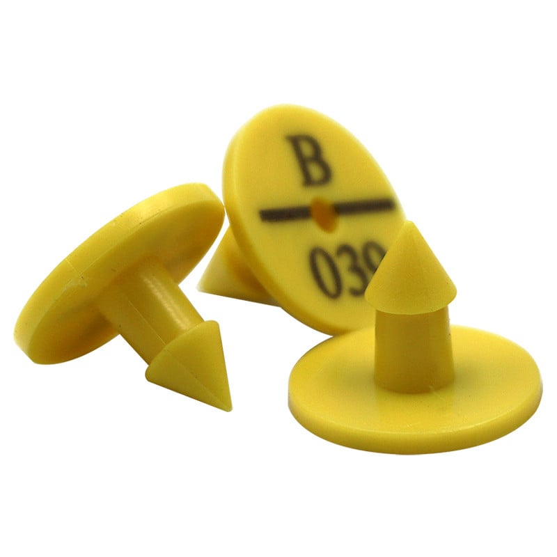 100 buc. Semne de etichetă pentru urechi de iepure de oaie cu cercei de tastare cu laser pentru ureche, 4 culori, card de identificare pentru animale de fermă