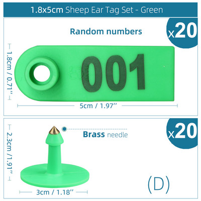 20KOM Koza Ovca Zec Svinja Ušna markica s riječju Ear Laser Tipkanje Bakrene naušnice s glavom 6 boja Identifikacijska kartica domaćih životinja