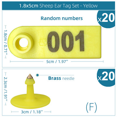20KOM Koza Ovca Zec Svinja Ušna markica s riječju Ear Laser Tipkanje Bakrene naušnice s glavom 6 boja Identifikacijska kartica domaćih životinja