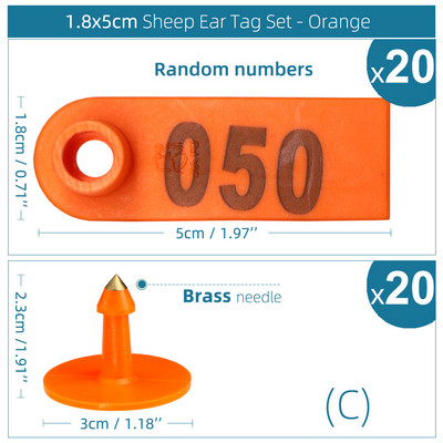 20KOM Koza Ovca Zec Svinja Ušna markica s riječju Ear Laser Tipkanje Bakrene naušnice s glavom 6 boja Identifikacijska kartica domaćih životinja