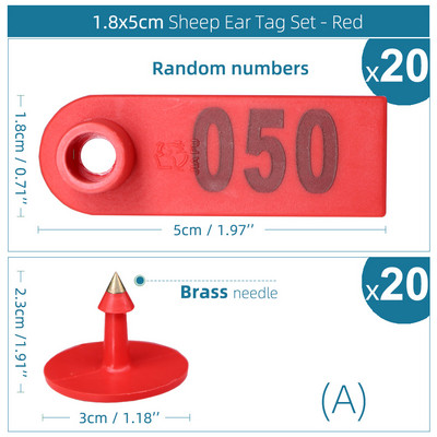 20KOM Koza Ovca Zec Svinja Ušna markica s riječju Ear Laser Tipkanje Bakrene naušnice s glavom 6 boja Identifikacijska kartica domaćih životinja