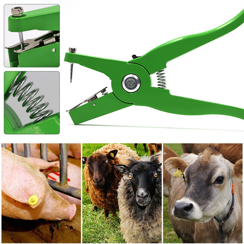 100 kompleta Stoka, Govedo, Krava, Znakovi za ušne markice, broj s riječima, Tipkanje bakrenih naušnica, životinja, kliješta za ušne markice, isječak