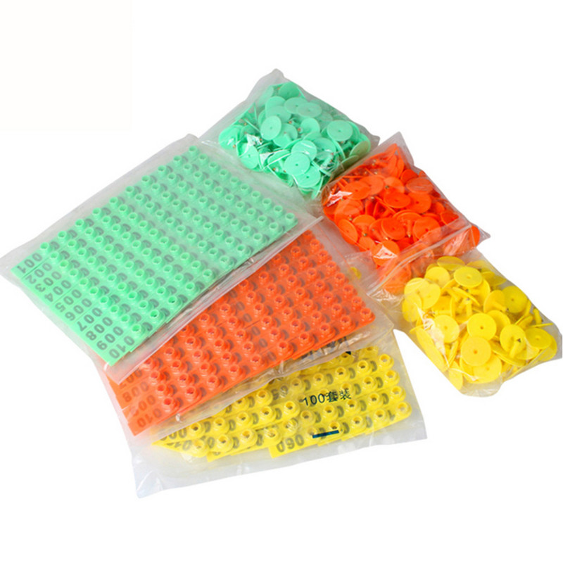 100 kompleta Stoka, Govedo, Krava, Znakovi za ušne markice, broj s riječima, Tipkanje bakrenih naušnica, životinja, kliješta za ušne markice, isječak