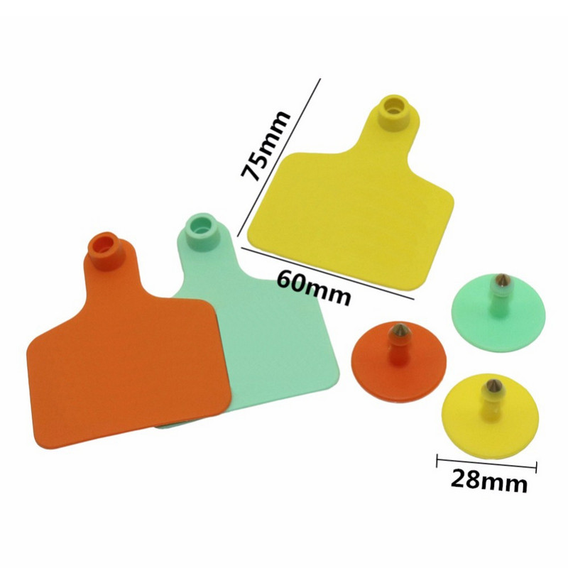 100 kom. Ušna markica za identifikaciju životinja Bez riječi Teleća ušna markica Primjena na svinju Govedo ovca Alati za hranjenje domaćih životinja 75 mm x 60 mm