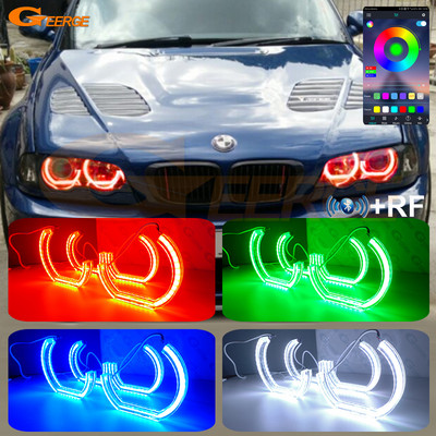 For BMW E46 Coupe Convertible Sedan M3 RF Remote Bluetooth APP Multi Color DTM M4 Style RGB LED Angel Eyes Kit Halo Rings