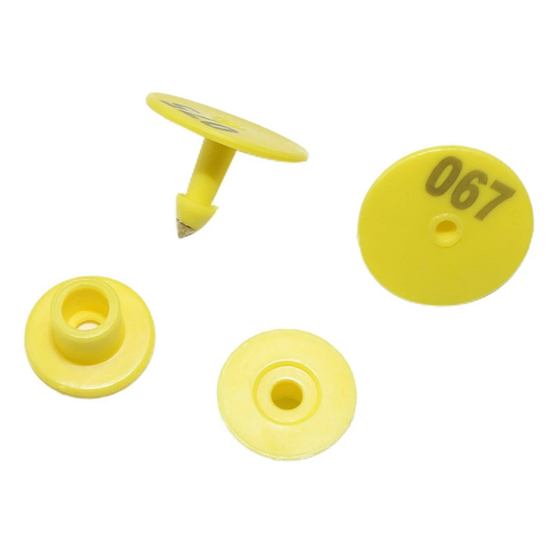 100 buc Etichetă pentru ureche de porc, oaie, marca veterinară pentru capră, carte de identificare, cuvinte imprimate cu laser, semne de ureche pentru animale, anti-vărsare