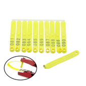 50 buc. Etichete pentru animale pentru animale, câini, iepuri, oaie, urechi, material poliuretan, laser cu vârf metalic, pliază întreagă, duritate bună