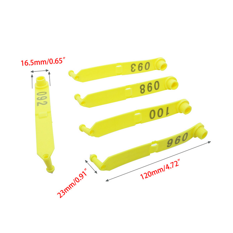 50 buc. Etichete pentru animale pentru animale, câini, iepuri, oaie, urechi, material poliuretan, laser cu vârf metalic, pliază întreagă, duritate bună