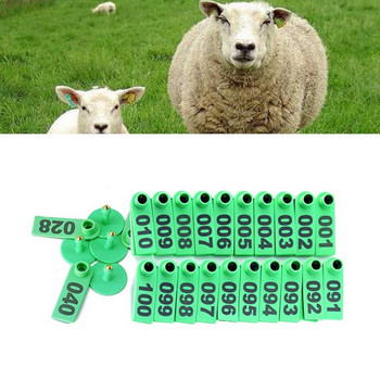Клещи за ушни марки за добитък, животни, с номер 001-100 Маркери за уши и 3 щифта, за поставяне на етикети за уши за говеда, овце, прасета