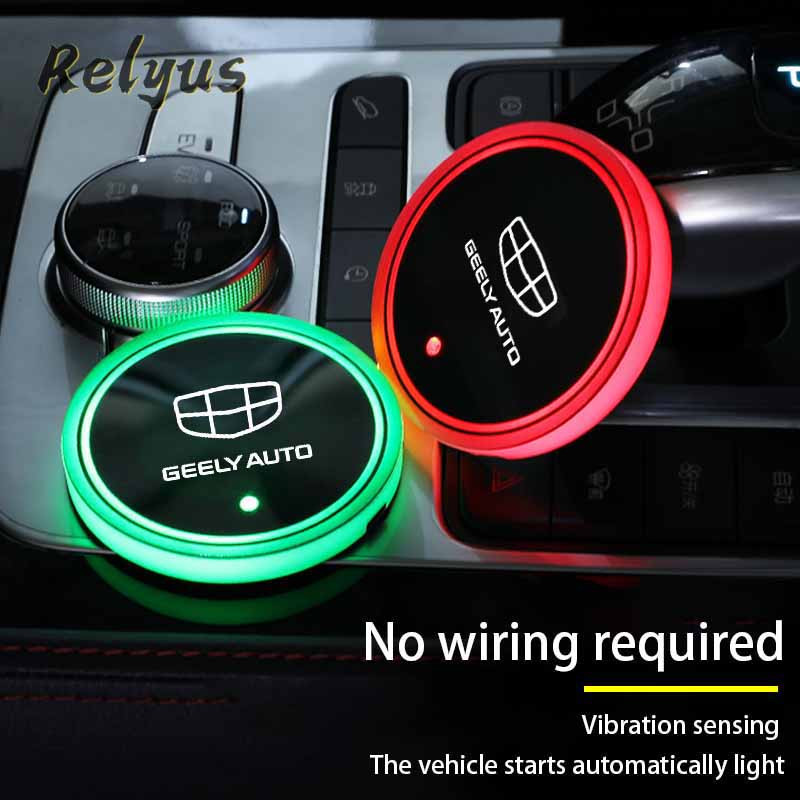 Világító autós pohár poháralátéttartó autós Led Atmosphere Light logós lámpa Geely Atlas Coolray Boyue NL3 Emgrand X7 EX7 SUV GT GC9-hez