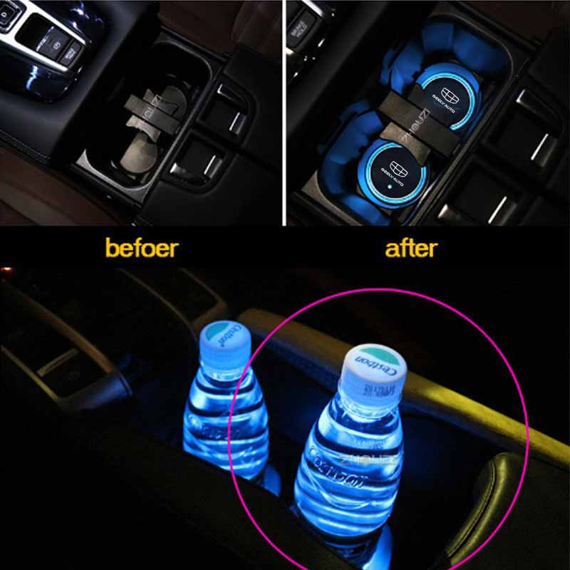 Világító autós pohár poháralátéttartó autós Led Atmosphere Light logós lámpa Geely Atlas Coolray Boyue NL3 Emgrand X7 EX7 SUV GT GC9-hez