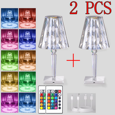 Diamond Crystal Touch Stolna svjetiljka Božićni ukras Poklon Stol Noćna svjetla USB Punjenje Dekoracija restorana Kontrola spavaće sobe