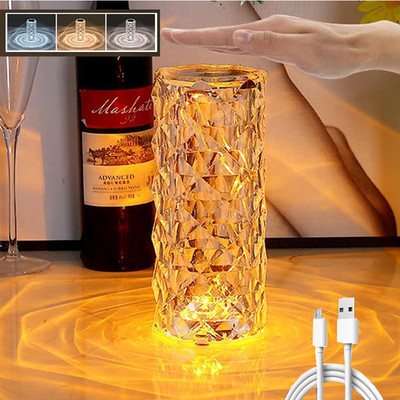 Diamond Crystal Touch Stolna svjetiljka Božićni ukras Poklon Stol Noćna svjetla USB Punjenje Dekoracija restorana Kontrola spavaće sobe