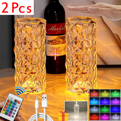 Diamond Crystal Touch Stolna svjetiljka Božićni ukras Poklon Stol Noćna svjetla USB Punjenje Dekoracija restorana Kontrola spavaće sobe