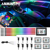 ANMINGPU 18 în 1 Lumină de atmosferă pentru mașină LED Lumină interioară Bandă acrilică App Control RGB Lampă decorativă de 64 culori