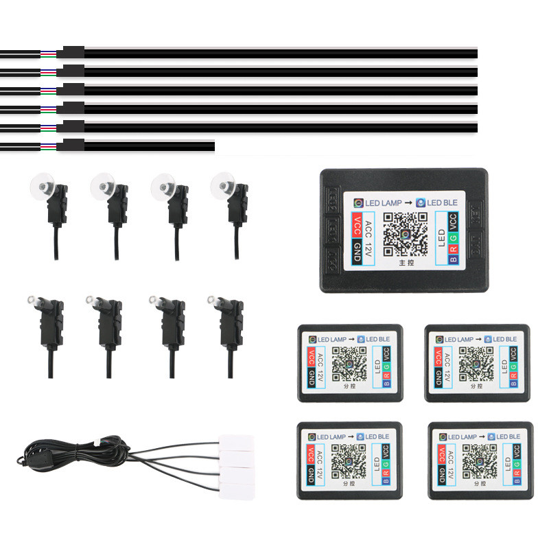 ANMINGPU 18 în 1 Lumină de atmosferă pentru mașină LED Lumină interioară Bandă acrilică App Control RGB Lampă decorativă de 64 culori