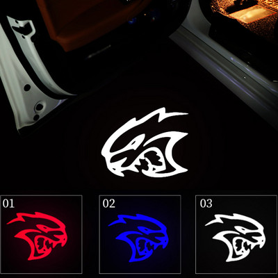 2 buc LED-uri cu laser pentru ușă auto Lumină Hellcat Logo pentru Dodge Challenger Charger Avenger Demon Hellcat Dodge Lumină de bun venit Lampă pentru picioare