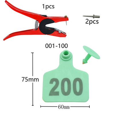 Aplikator za označavanje goveda za stoku 1-100 Ušne markice za identifikaciju goveda i životinja Komplet za označavanje ušima s 2 kom igle Kliješta za ušne markice