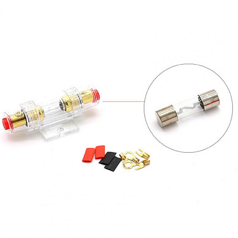 Car Audio Wire 60 AMP biztosíték tartó mélynyomó hangszóró Autós audio vezeték kábelezés erősítő beépítési vezetékek PVC tápkábel biztosítékkészlet